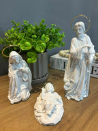 Altar Santa Arte 4 Peças em Pó de Mármore com Resplendor Dourado